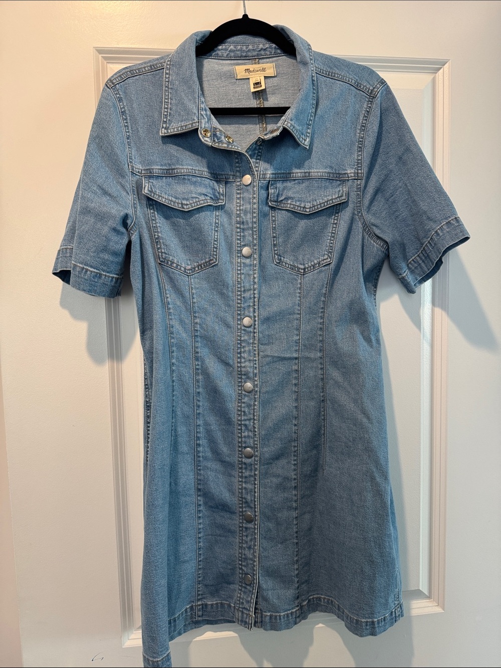 Madewell Light Blue Denim Short-Sleeve Button Dress